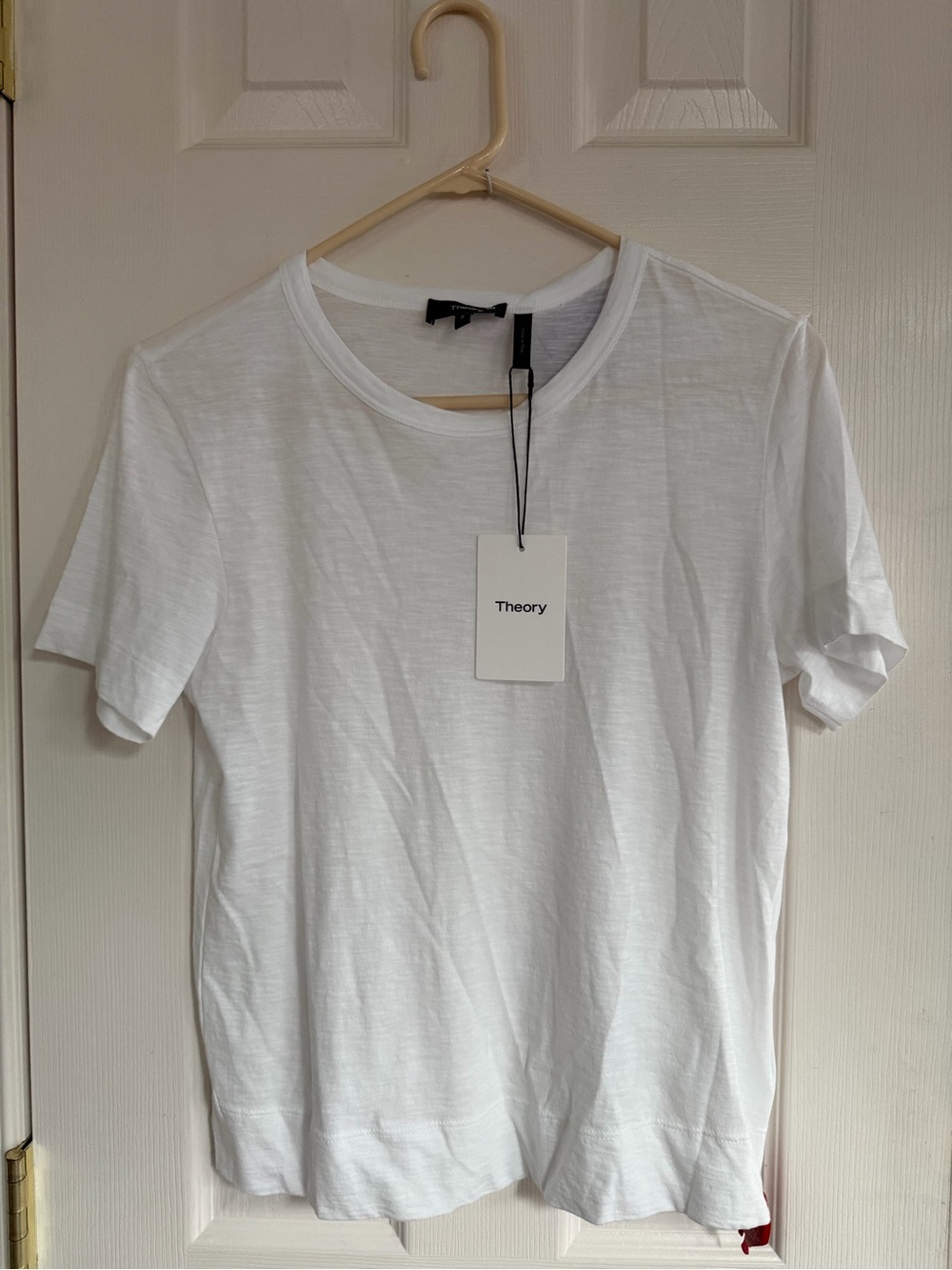 NWT Theory Womens Tee sea Slub Cotton white Crew Neck T-Shirt S